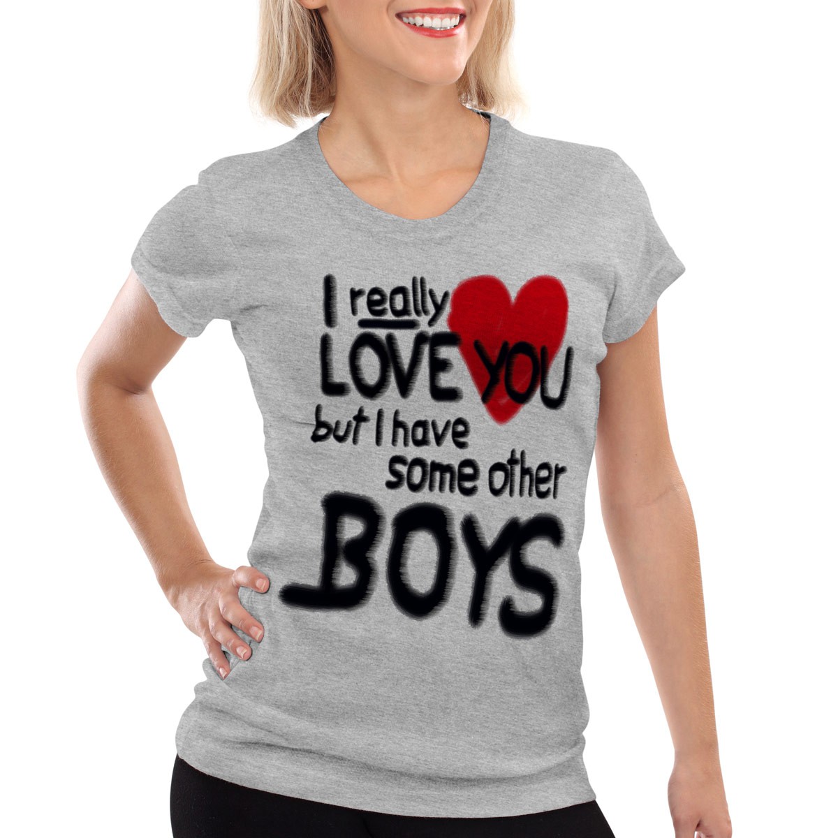 I love you Damen TShirt Sommer Girls Herz Fun Spruch Weiß new york fun