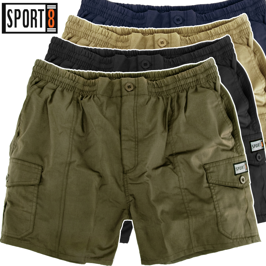 Herren Shorts CargoShorts kurze Hose elastischer Bund Sommer Bermuda